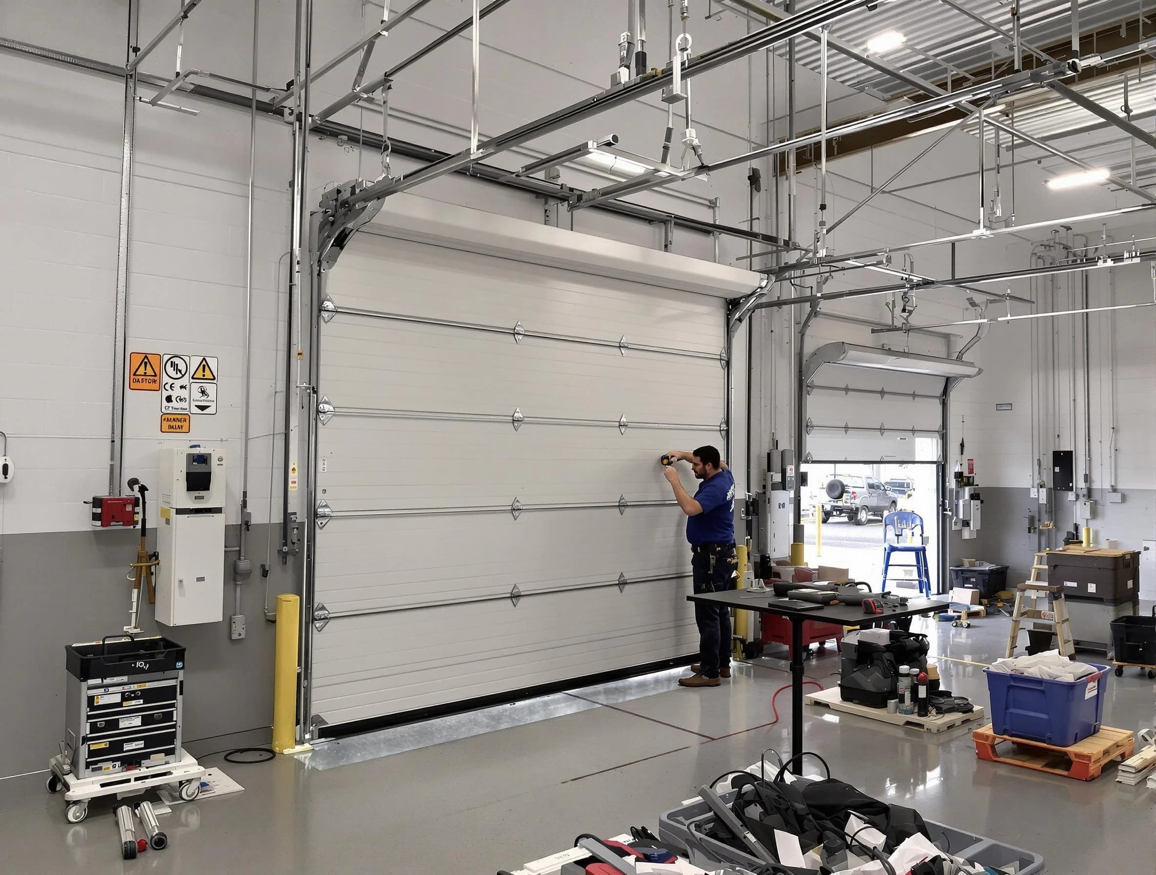 Commercial garage door repair being performed by Littleton Garage Door Repair expert in Littleton