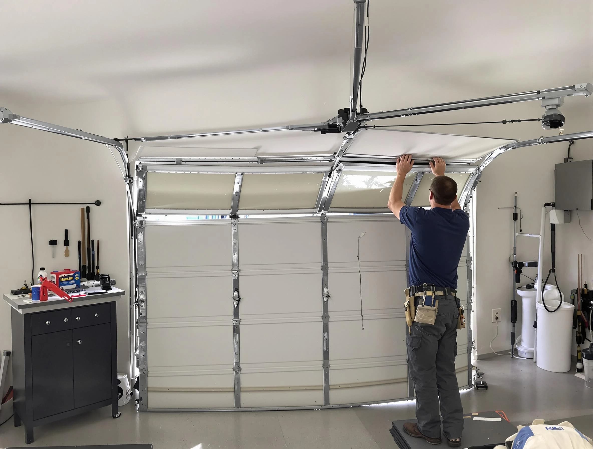 Littleton Garage Door Repair specialist performing precise section replacement on Littleton garage door
