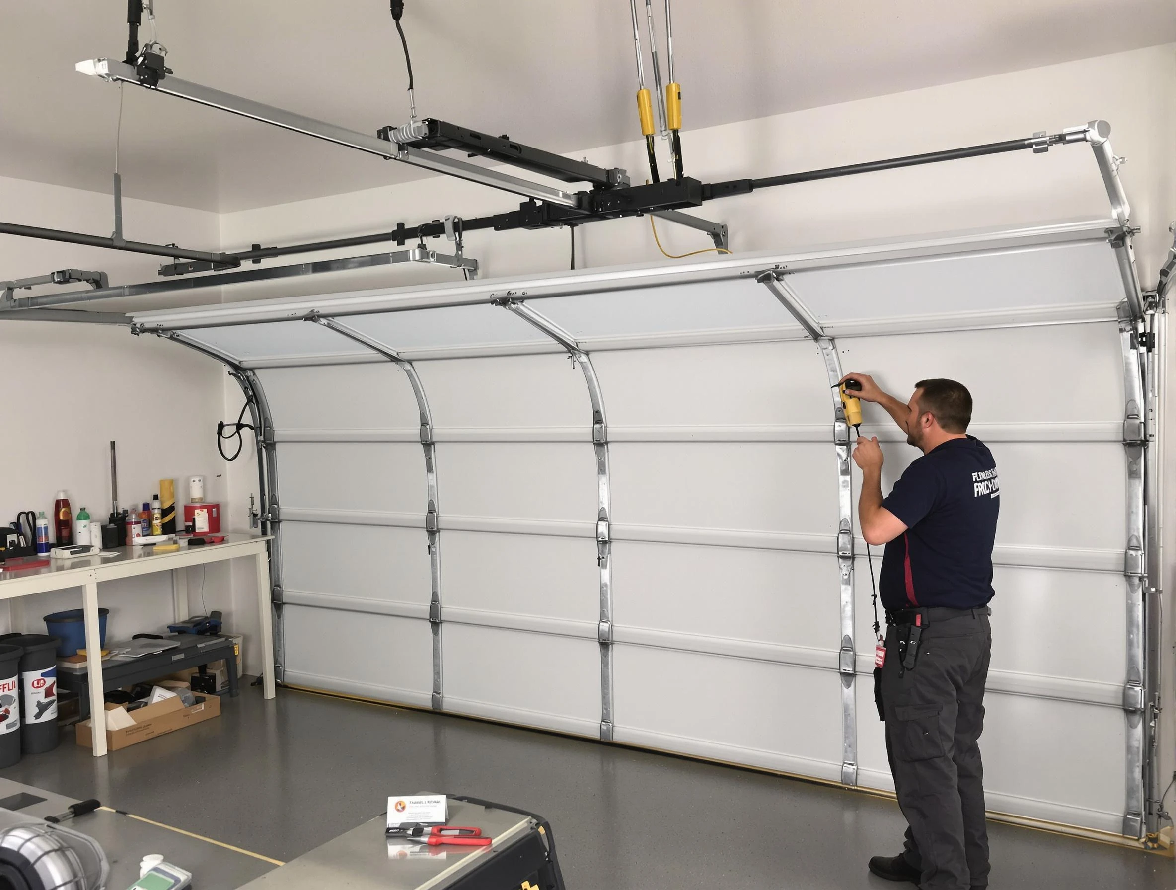 Littleton Garage Door Repair certified technician performing overhead door system repair in Littleton